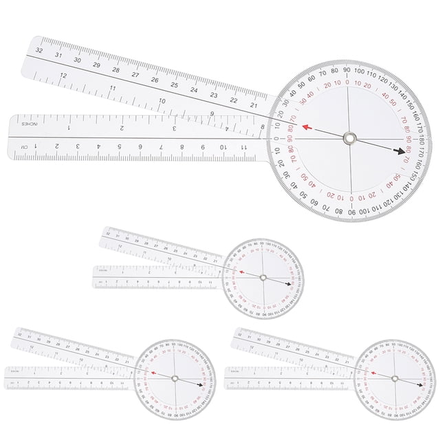 KAKOWELY 4Pcs Goniometer Protractor Ruler Occupational Home Ruler Practical Angle Ruler Clear Ruler,8.07"X3.15"X0.08"
