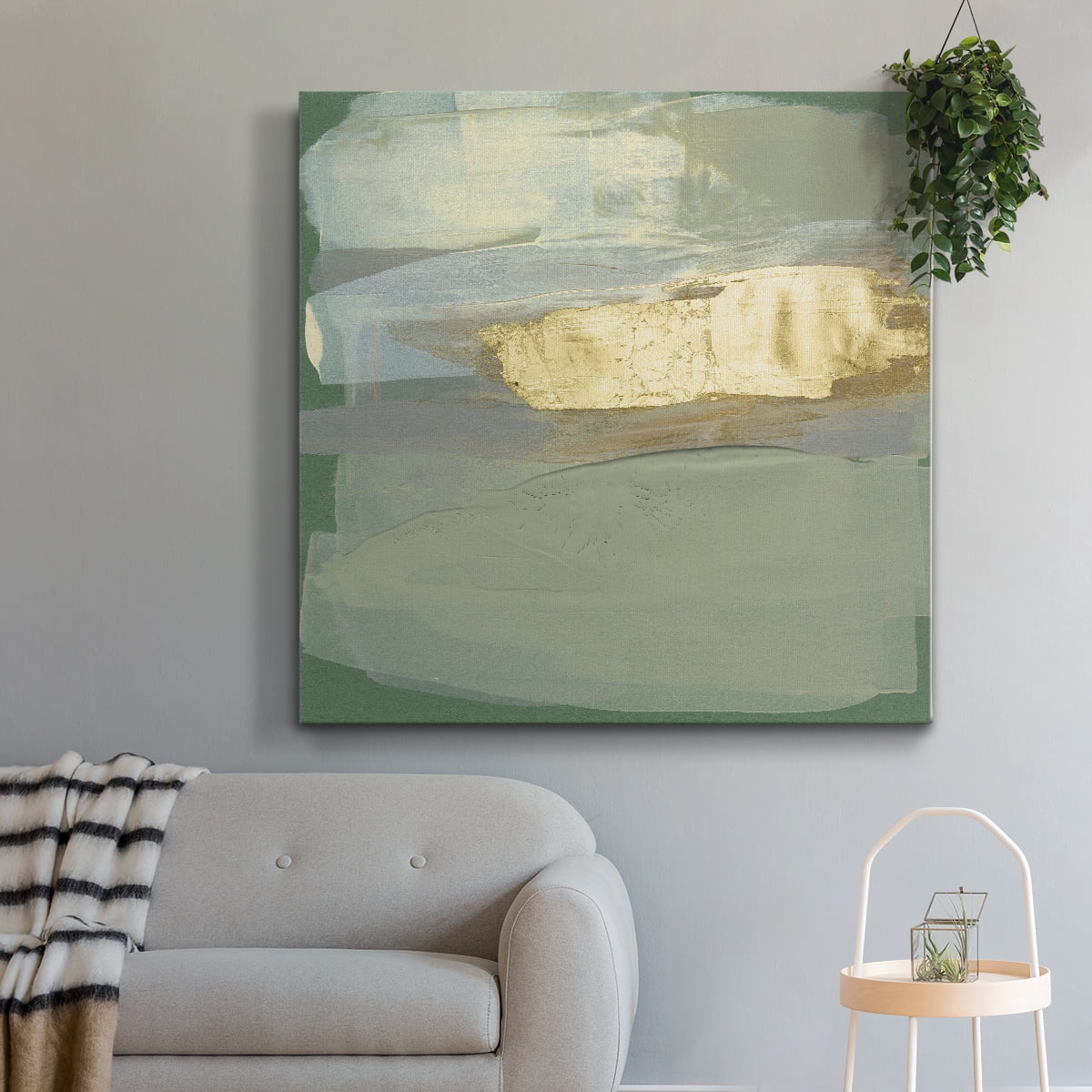 Wexford Home Sage & Gold Swipe IV-Premium Gallery Wrapped Canvas, 32" x 32" - Ready to Hang