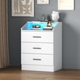 thumbnail image 5 of Modern Storage Cabinet w/Power Outlet & LED Light, White Nightstand for Bedroom, Hallway, Living Room, 1/3/4/6/9 Drawer Options, 5 of 20