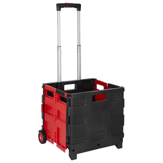 Carrito de Compras AGBOX | Color Negro y Rojo | Plegable Ligero | Ideal para Compras Diarias