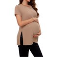 thumbnail image 2 of Women's Maternity Shirts Tops Split Hem Ribbed Maternity Pregnancy Clothes 3-Pack, 2 of 7