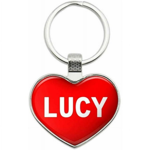 Lucy - Names Female Metal Heart Keychain Key Chain Ring, Red