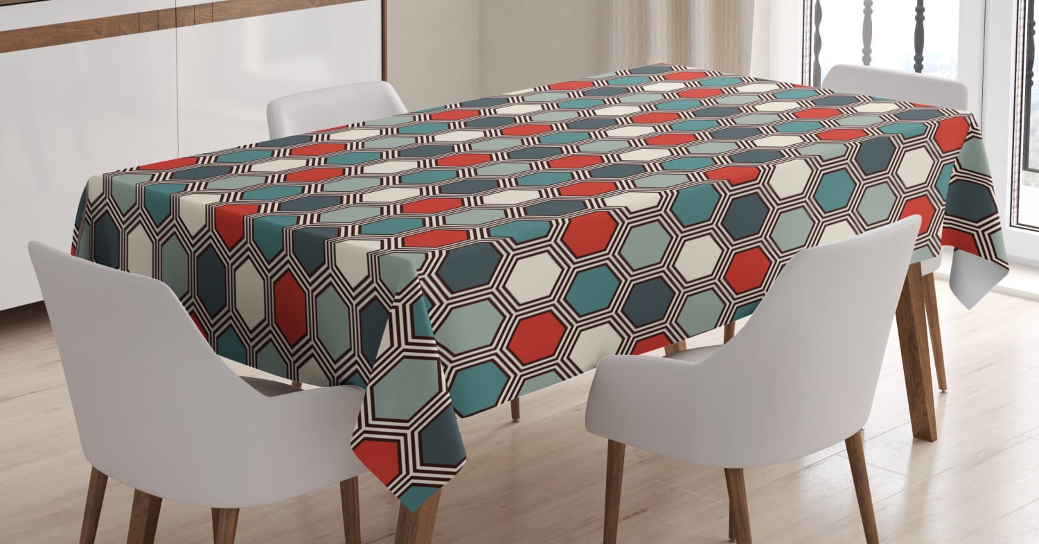 Geometric Tablecloth, Abstract Honeycomb Inspired Geometric Mosaic ...
