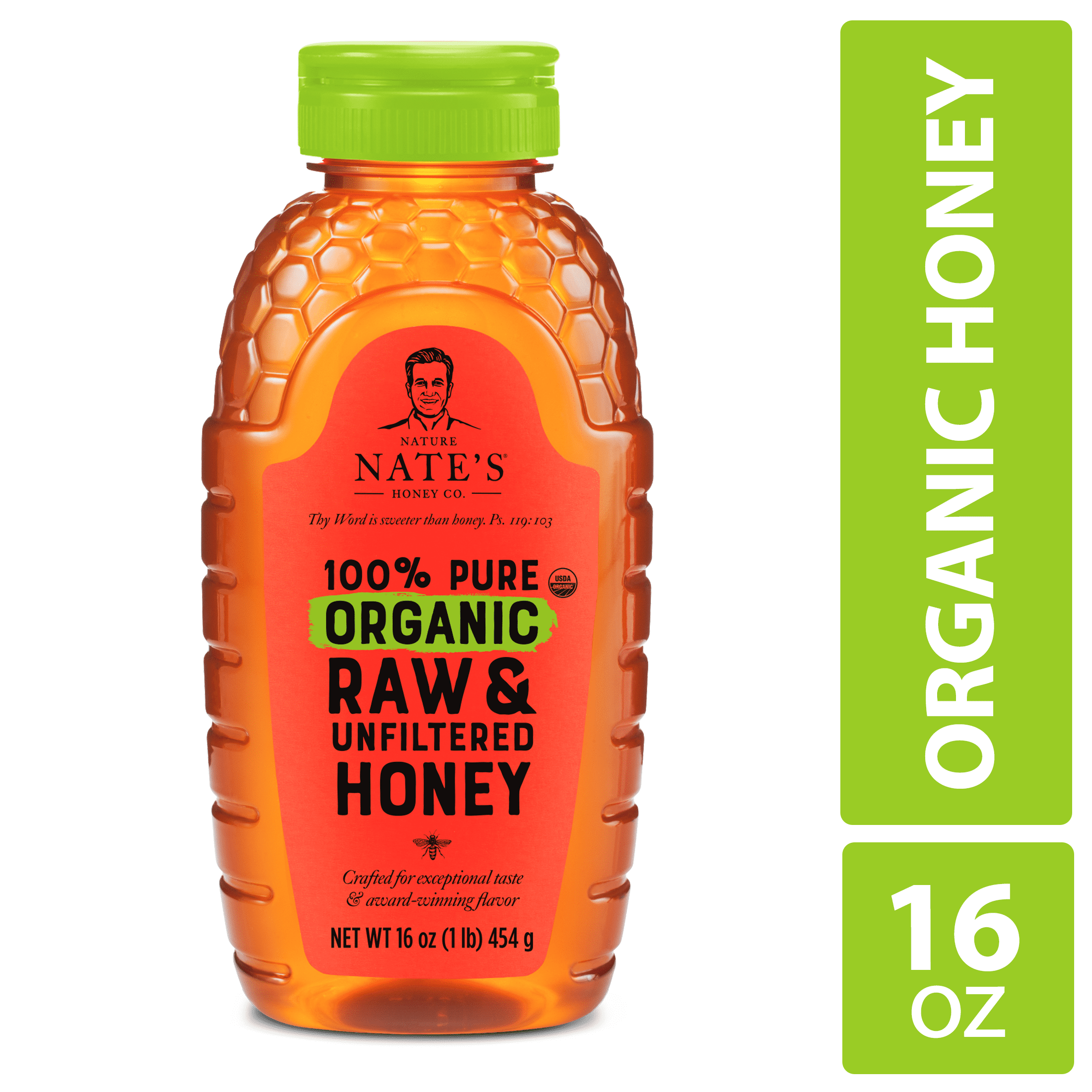 Nature Nate's Organic Honey: 100% Pure, Raw and Unfiltered Honey - 16 fl oz