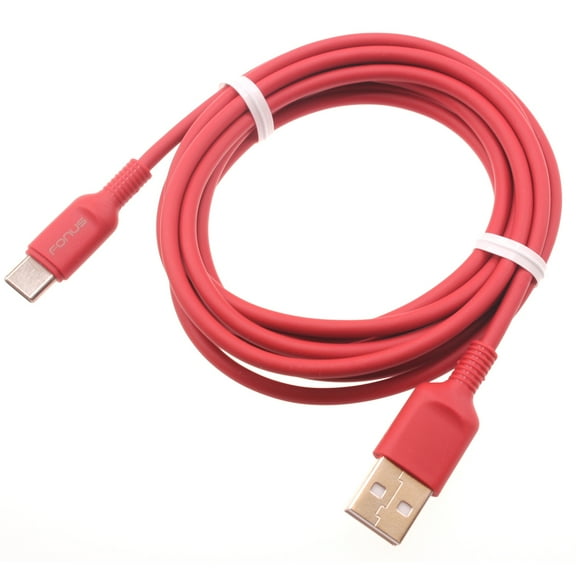 Red 6ft USB-C Cable for Motorola One 5G Ace - Charger Cord Power Wire Type-C Fast Charge Sync Compatible With Motorola One 5G Ace
