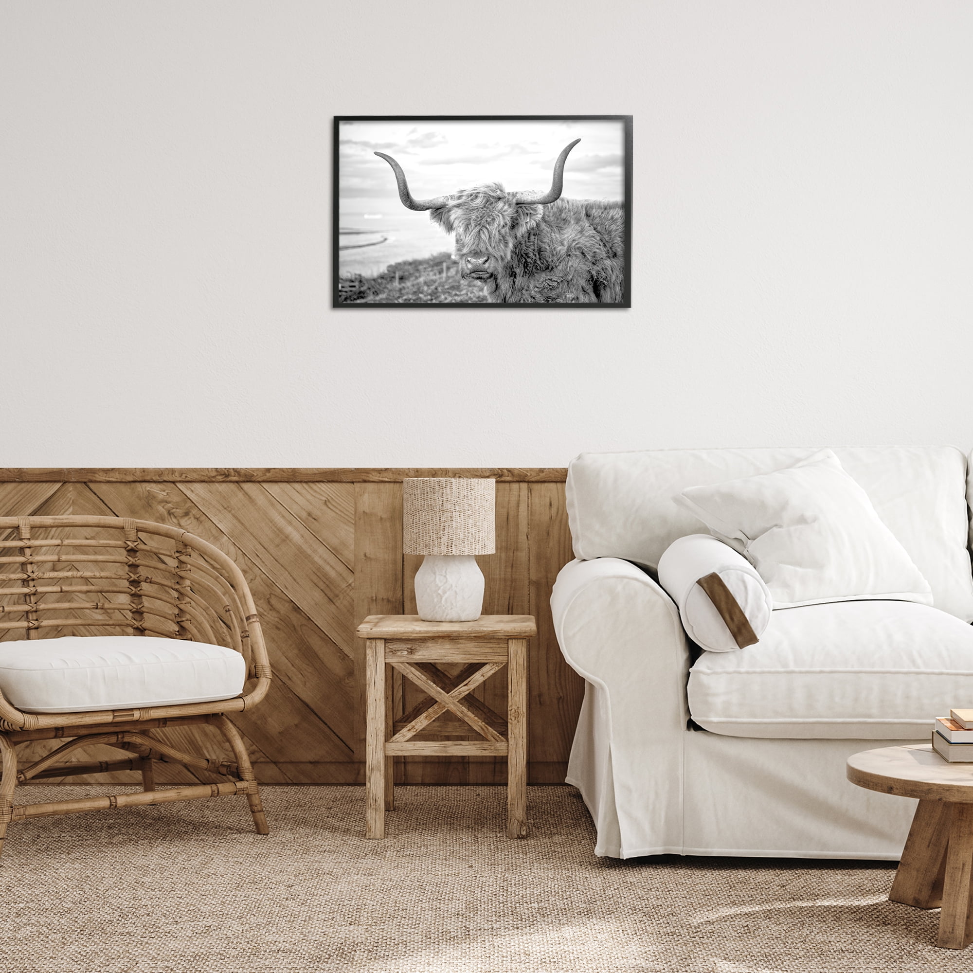 Stupell Industries Traditional Fuzzy Cattle Animals & Insects Photography Black Framed Art Print Wall Art, 24 x 16