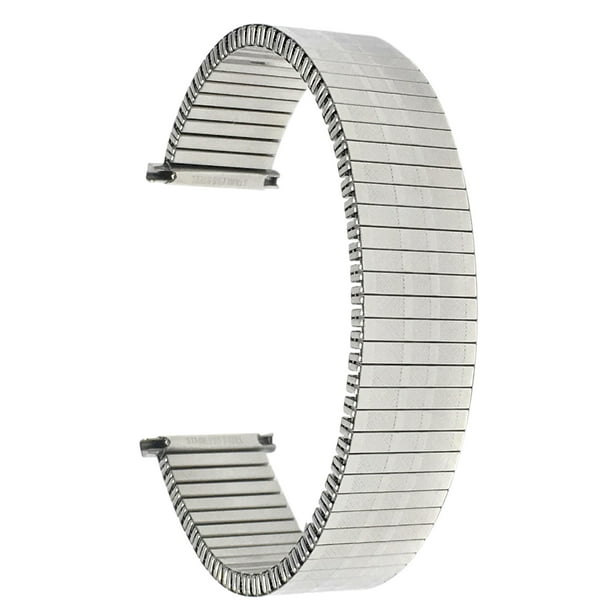 Bandini 22mm Argent Ton Bracelet de Montre en Acier Inoxydable Extensible pour les Hommes, Extrémité Droite, Bande de Montre d'Expansion en Métal, Pas de Boucle