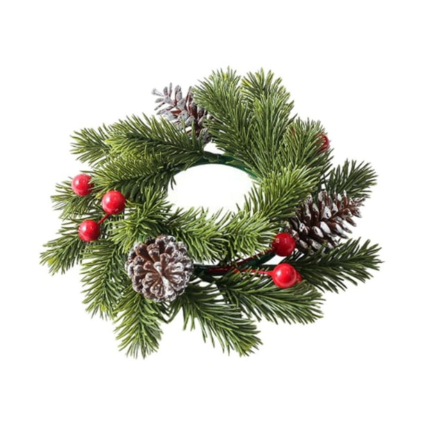 Anillo de corona de velas,Centro de mesa con guirnalda de velas y corona de aro,Anillos de velas navideñas Corona de velas verdes,Anillos para velas Anillo para velas de té Coronas de velas