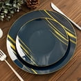 thumbnail image 4 of Balsa Circle 10 Navy Blue Gold Round Disposable Salad Dinner Plastic Plates Metallic Prints Party Events Tableware Decorations, 4 of 8