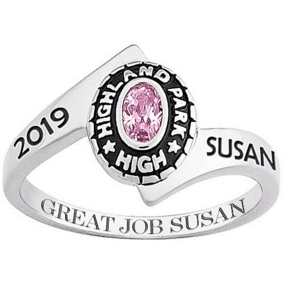 Order Now for 2025 Graduation, Freestyle 10K White Gold Women's Classic Oval Wrap Class Ring, Personalized, High School or College