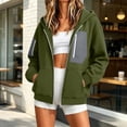 thumbnail image 3 of HomeDM Sweatshirt for Women Long Sleeve Full-Zip Hooded with Pocket Color Block Casual Outerwear, 3 of 8