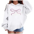 thumbnail image 2 of LIIPEE Long Sleeve Hoodie For Girls Fashion Bow Graphic Hooded Sweatshirt With Pockets Kids Autumn Winter Cute Casual Pullover,13-14 Years, 2 of 7