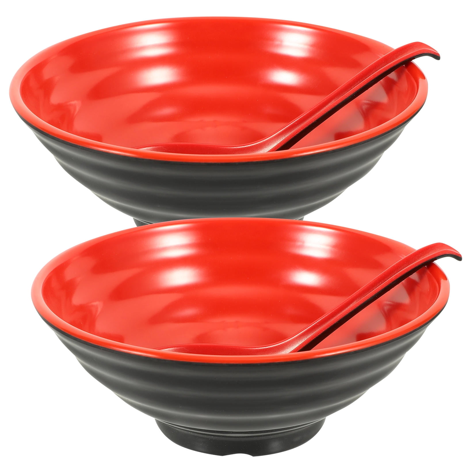 PAMINGONO Set of 2 Red Round Ramen Noodle Bowls 7.4 for Bars and Restaurants
