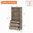 thumbnail image 6 of WAMPAT Farmhouse 72" Tall Bookcase, Large Wood Display Book Case Shelf with 3-Tier Open Book Shelves and 3 Drawers, 3 Tier Bookshelf for Living Room, Library, Study Room, Bedroom, Office, Wash Grey, 6 of 7