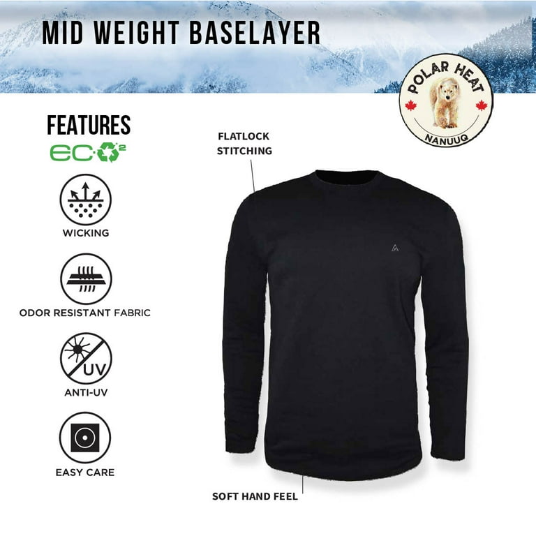 Polar Heat Nanuuq Men s Northern Performance Thermal Shirts Mens Base Layer 2XL Black Walmart