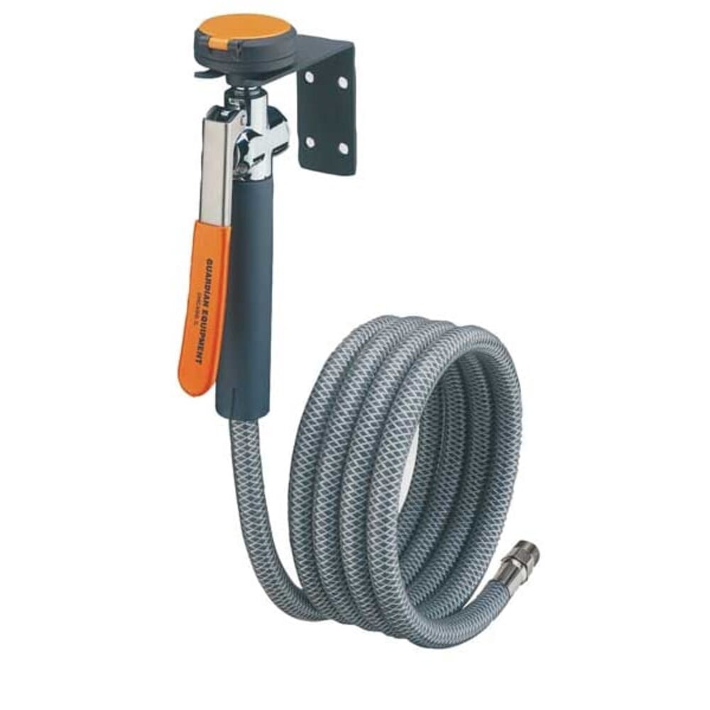 Dual Head Drench Hose, Eyes Coverage, Wall Mount, 8 ft. PVC Hose, Burst Strength 275 psi, NPT