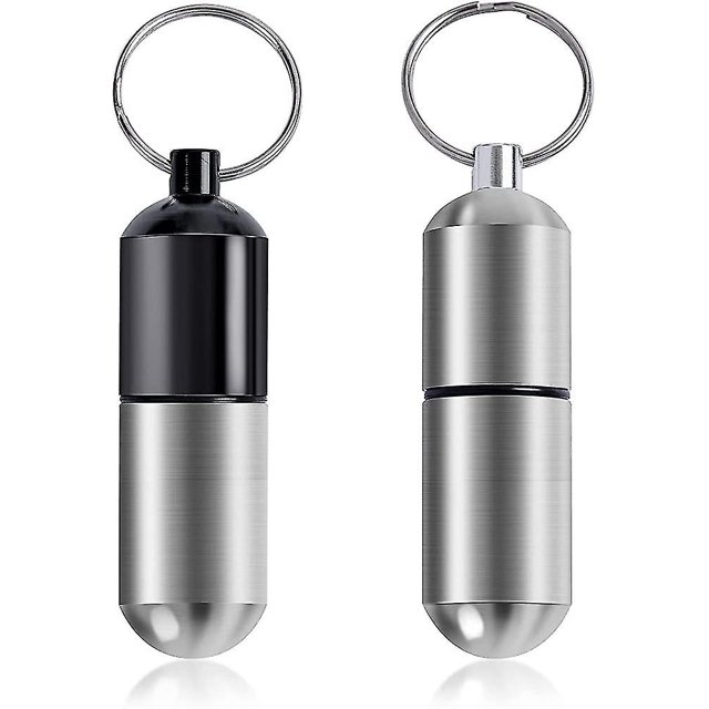 Paquete de 2 llaveros para pastillas, mini pastillero portátil para monedero, resistente al agua. Afortunado Sencillez