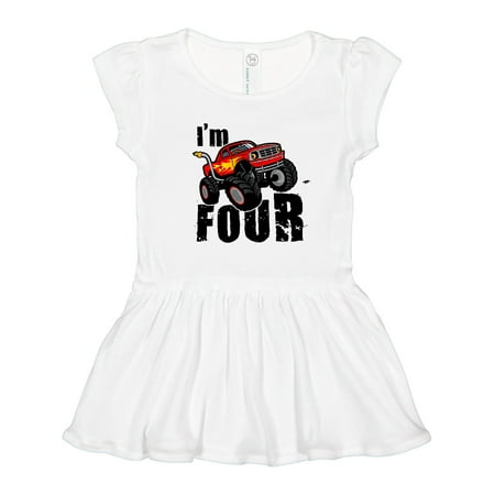 

Inktastic 4th Birthday Monster Truck Gift Toddler Girl Dress