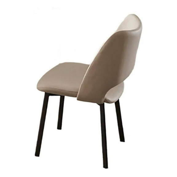 Hem 22 Inch Dining Chair Set of 2- Beige Faux Leather- Armless Open Back