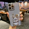 thumbnail image 1 of Luxury Cute Stand Rabbit Soft Phone Case For iphone 15 14 13 12 11 Pro Max XS XR 7 8 Plus Shockproof Silicone Kickstand Cover YXQ, 1 of 6