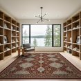 thumbnail image 2 of ODIKA 9'x12' Washable Area Rug Vintage Rosette Web Geometric Symmetry Inspired Deepburgundy for Dining Room, Basement, Large Office, Non-Slip Chair-Friendly, 2 of 7