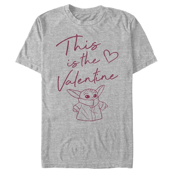 Men's Star Wars: The Mandalorian Valentine's Day The Child Valentine Way  Graphic Tee Athletic Heather Medium
