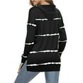 thumbnail image 3 of Womens Color Block Stripe Drawstring Pullover Hoodie Sweatshirts Tops Thin Color Stitching Tunic, 3 of 3