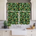thumbnail image 3 of Kitchen Window Curtains Valance and Tier Set, Saint Patrick's Day Fourleaf Grass Rod Pocket Tier Curtain Valance Set, Green Hat Love Light Filtering Cafe Curtains for Bedroom Living Room, 3 of 9