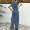 thumbnail image 5 of ABATAB Jumpsuits for Women Summer Ruffle Sleeveless Crewneck Rompers Drawstring Long Trendy Clothing with Pockets, 5 of 5