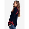 thumbnail image 2 of ellos Women's Plus Size Side Stripe Mockneck Sweater - 10/12, Navy, 2 of 6