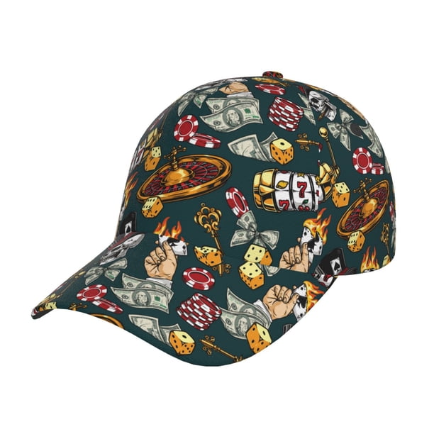Fotbe Vintage Casino Chips Gorro Clásico de Béisbol, Gorra Ajustable con Broche Snapback, Gorro de Exterior de Algodón Suave