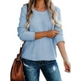 thumbnail image 3 of Long Sleeve Spring Autumn Women Lightweight Knit Sweater Female Round Neck Pullover, 3 of 5