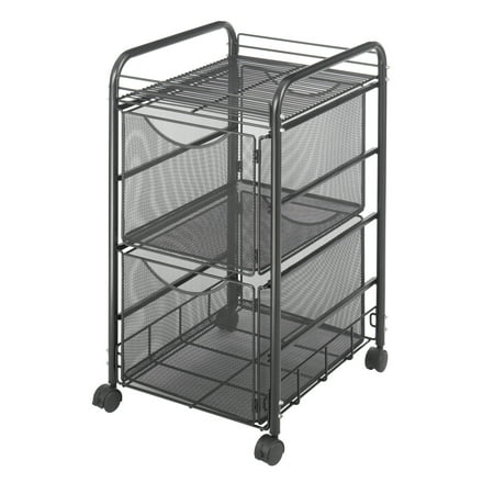 - Onyx™ Mesh File Cart with 2File Drawers, Black