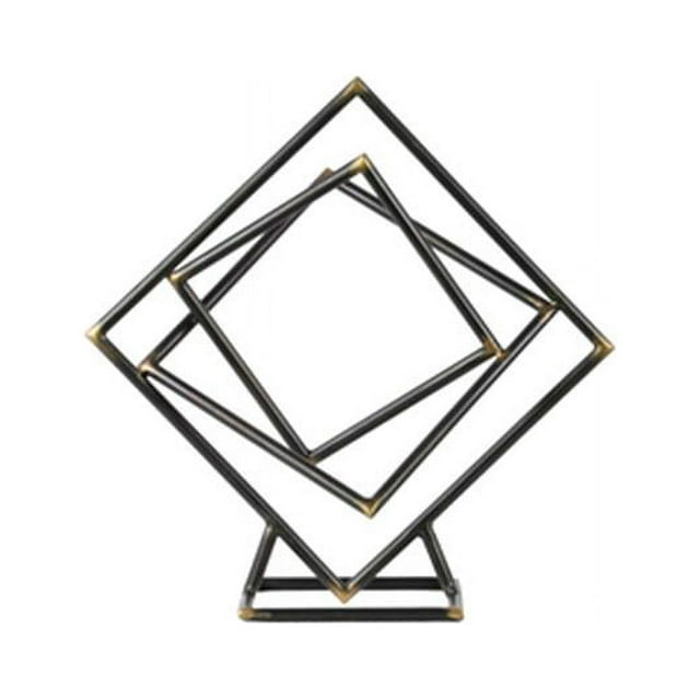 Urban Trends Collection 43809 Large Metal Tangled Squares Abstract Sculpture on Square Base, Gunmetal Gray