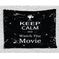 thumbnail image 1 of Keep Calm Tapestry, Watch the Movie Quote for Film Buffs Grungy Weathered Backdrop with Old Camera, Wall Hanging for Bedroom Living Room Dorm Decor, 60W X 40L Inches, Black White, by Ambesonne, 1 of 2