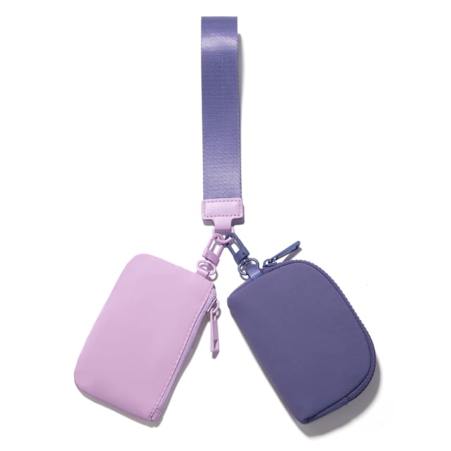 Llavero Viverte con cierre redondo, pequeño, portátil, con doble bolsillo, monedero desmontable, regalo para mujer, viajes, deportes al aire libre (lavanda y morado)