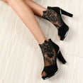 thumbnail image 6 of CQONEPT Women's Peep Toe Dance Stilettos High Heels Sandals Fashion Sexy Lace Sandal Booties Dress Ladies Dress Pumps Ankle Booties Size 6 Black, 6 of 7