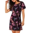 thumbnail image 2 of Vsdgher Chemise de Nuit à Manches Courtes Motif Colibri et Tropical pour Femmes, Col Rond, Mignonne, Confortable, 2 of 6