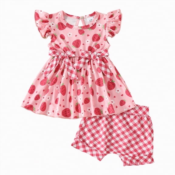 TOWED22 Infant Baby Outfits 2 Piece Set Sleeveless Tank Tops and Casual Shorts Sets Clothing Toddler Summer Clothes(Red,3-6 M)