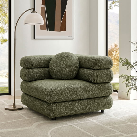 Modway Jubilee Upholstered Modular Corner Chair in Olive