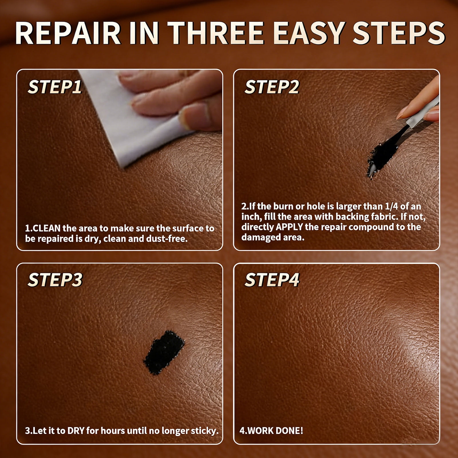 Advanced Leather Repair Gel, 2026 Upgraded Multifunctional Leather Repair Kit for Car Seat Vinyl Repair Kit, Professional Leather Repair Coloured Cream Gel, Couch and Jacket Repair Kit (*Black)