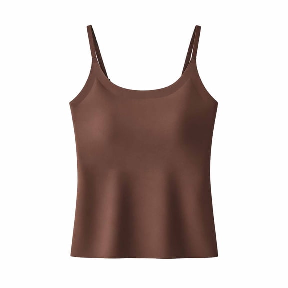 Seamless Cami Tops for Women Square Neck Built-in Bra Tank Top Everyday Comfort Camisole for Summer M