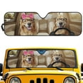 thumbnail image 2 of Uorisanigo Windshield Sun Shade for 2007-2018 Jeep Wrangler JK JKU & 1997-2006 Jeep Wrangler TJ LJ Foldable Golden Retriever Driving Window Sun Visor, Blocks UV Rays Heat, Keep Your Car Cooler, 2 of 7