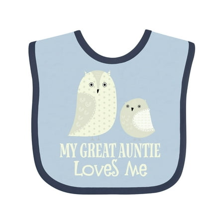 

Inktastic Great Auntie Loves Me Owl Gift Baby Boy or Baby Girl Bib