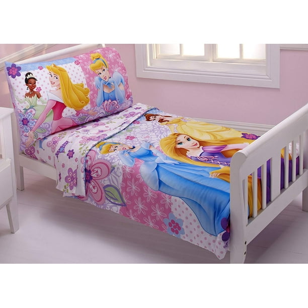 Disney Princess Wishes and Dreams Toddler Bed Set 4 Piece With Quilted