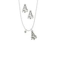 thumbnail image 2 of Delight Jewelry Silvertone Mini May - Green Crystal Heart Silver tone Zig Zag Christmas Tree Charm Necklace and Stud Earrings, 2 of 4