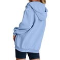 thumbnail image 4 of Womens Hoodies Zip Up Comfy Loose Long Sleeve Sweatshirt Solid Color Drawstring Jacket with Pockets for Hiking Running Jogging, 4 of 5