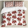 thumbnail image 1 of Fruits Duvet Cover Set King Size, Pomegranate Flowering Blurry Watercolor Mediterranean Taste Shrub Image, Decorative 3 Piece Bedding Set with 2 Pillow Shams, Fuchsia Red Umber Rose, by Ambesonne, 1 of 3