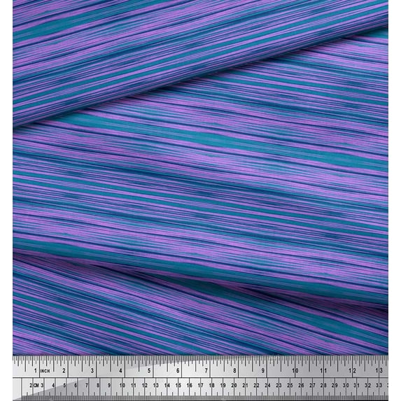 Soimoi Satin Silk Fabric Abstract Stripe Fabric Prints by Yard 42 Inch Wide