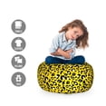 thumbnail image 2 of Animal Print Storage Toy Bag Chair, Continuous Design of Leopard Skin Wildlife Pattern, Stuffed Animal Organizer Washable Bag, Small Size, Yellow Charcoal Grey, by Ambesonne, 2 of 3